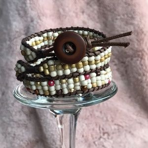 Wrap bracelet, glass seed beads